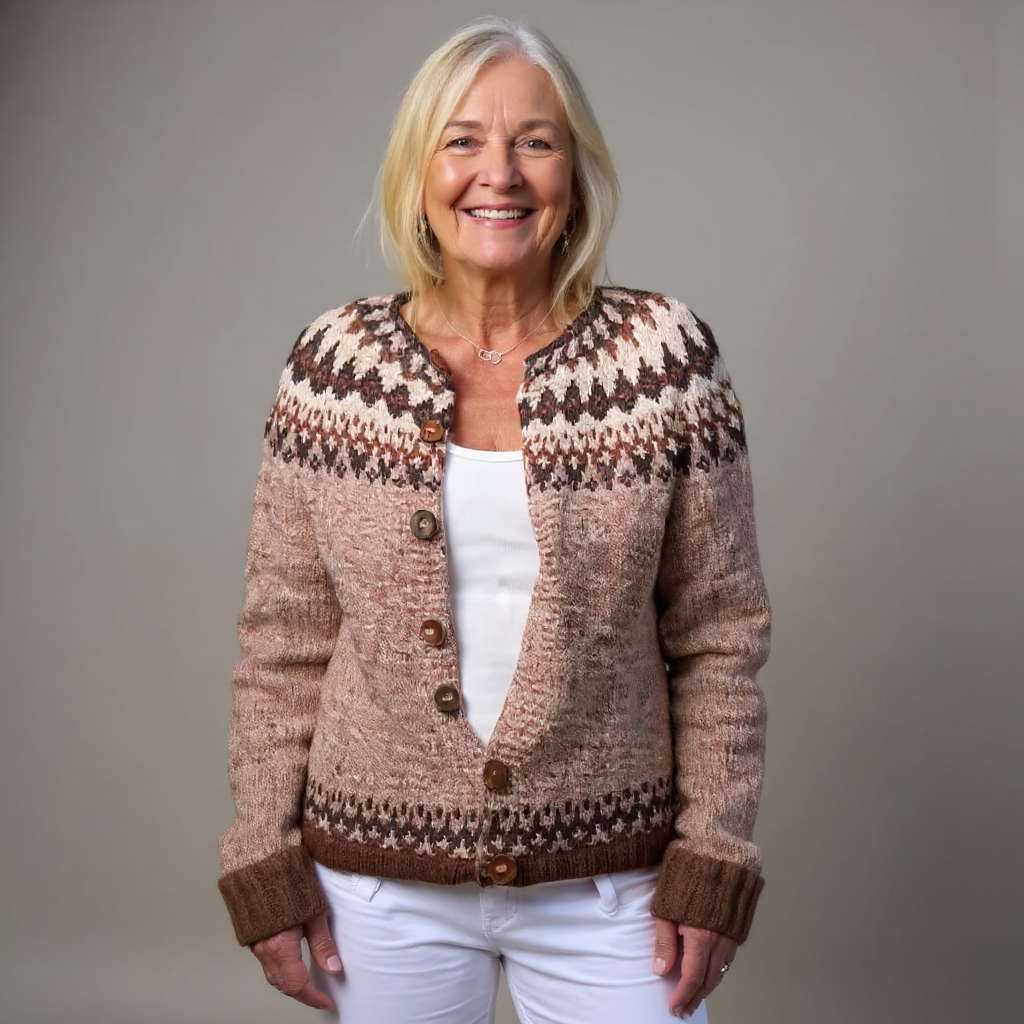 Mara | Cardigan cammello nordico – cardigan nordico da donna | Erminia Boutique Bologna
