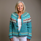 Raffaella | Cardigan verde acqua nordico – cardigan nordico da donna | Erminia Boutique Bologna