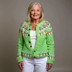 Norma | Cardigan verde lime nordico – cardigan nordico da donna | Erminia Boutique Bologna