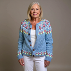 Elda | Cardigan azzurro nordico multicolore – cardigan nordico da donna | Erminia Boutique Bologna