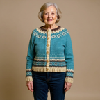 Mariangela | Cardigan verde petrolio – cardigan nordico da donna | Erminia Boutique Bologna