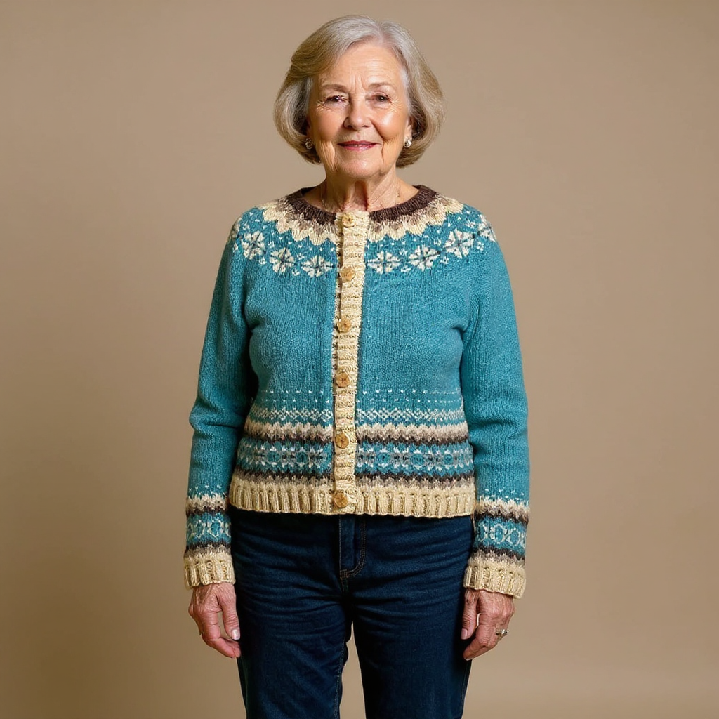 Mariangela | Cardigan verde petrolio – cardigan nordico da donna | Erminia Boutique Bologna