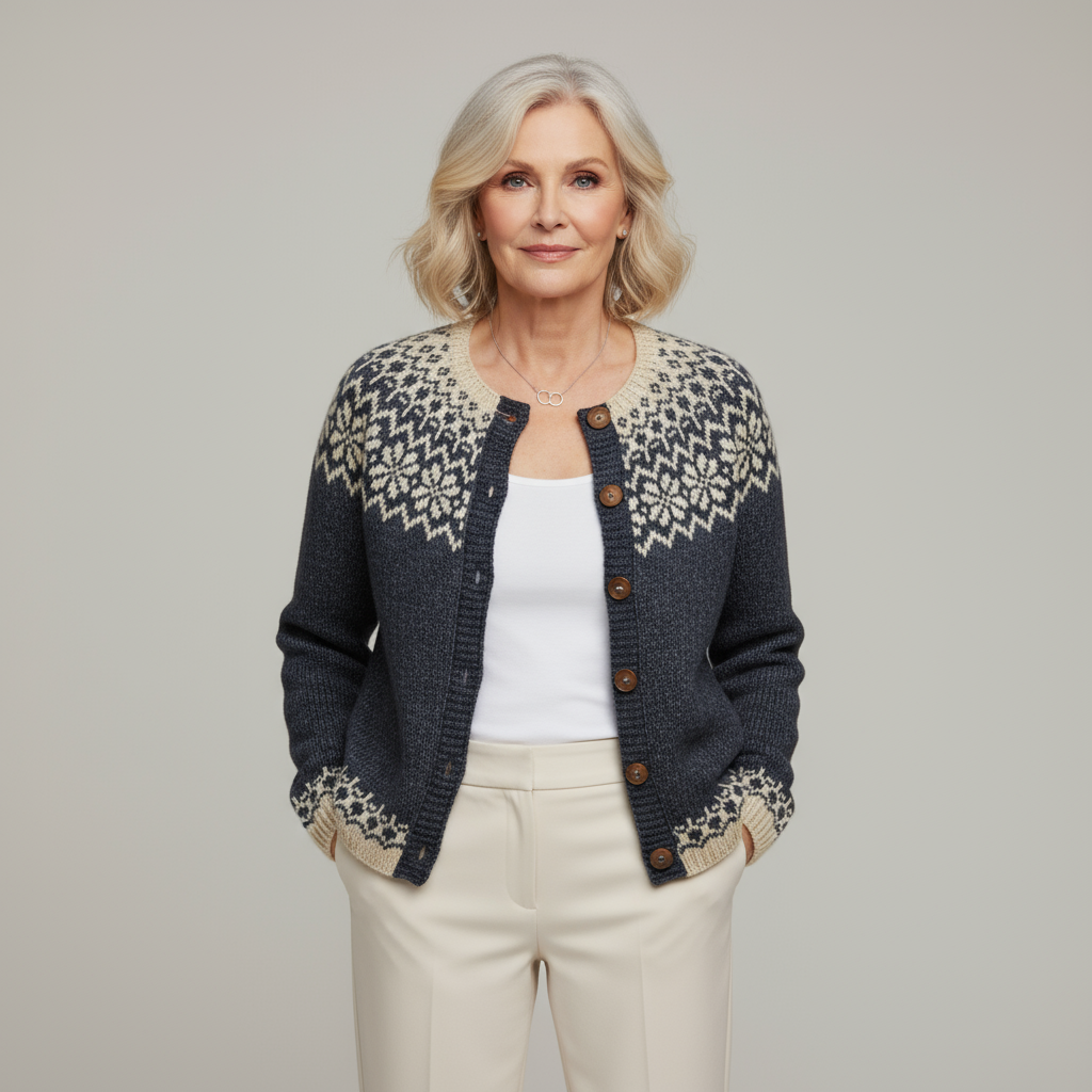 Tiziana | Cardigan nordico grigio antracite – cardigan nordico da donna | Erminia Boutique Bologna