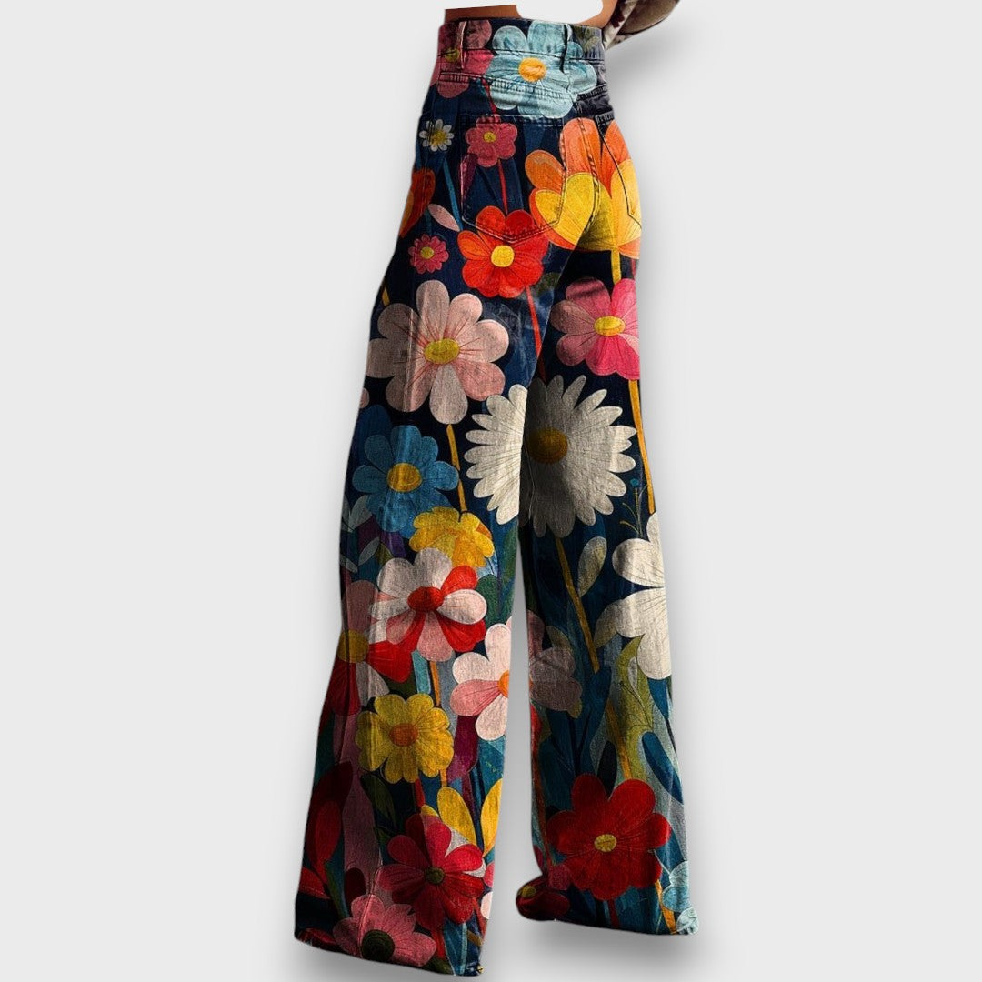 Amelia – pantaloni larghi con motivo floreale