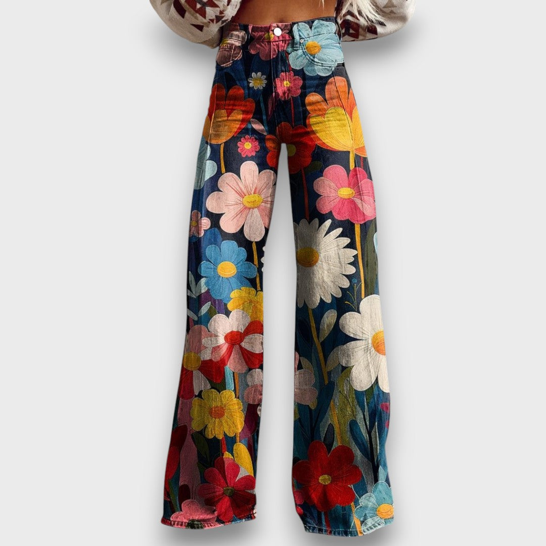 Amelia – pantaloni larghi con motivo floreale