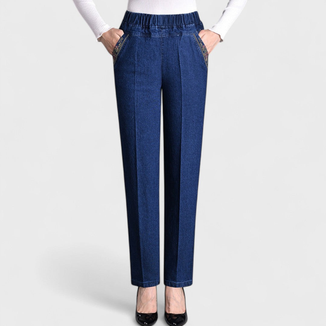 Elżbieta – jeans da donna con tasche e vita elastica