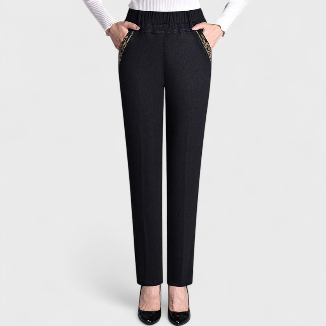 Elżbieta – jeans da donna con tasche e vita elastica