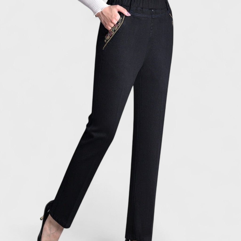 Elżbieta – jeans da donna con tasche e vita elastica